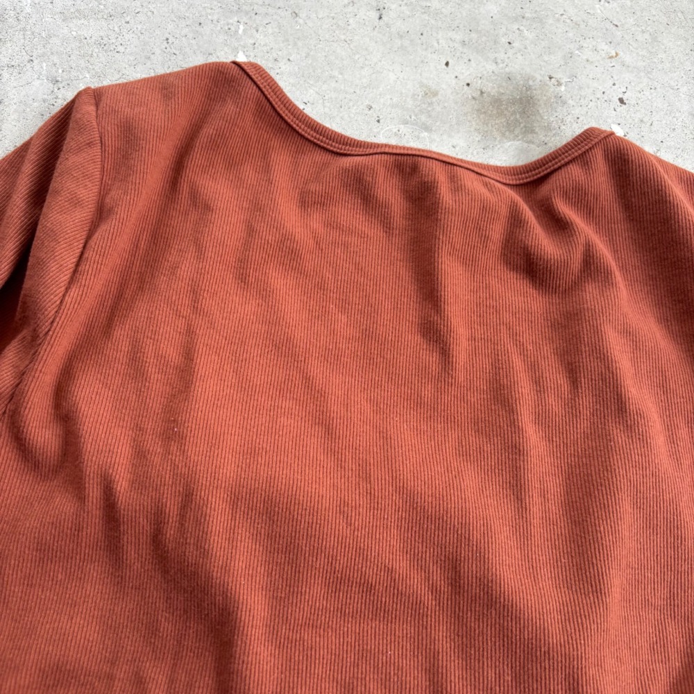 Aeropostale Rust Brown Ribbed V Neck Crop Top, Adjustable Drawstring, XL - Picture 6 of 6